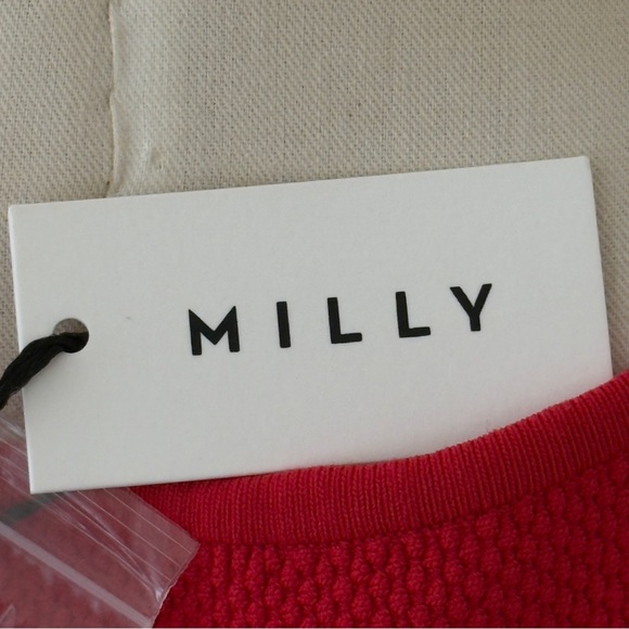 NWT MILLY Textured Godet Dress - Picture 11 of 11